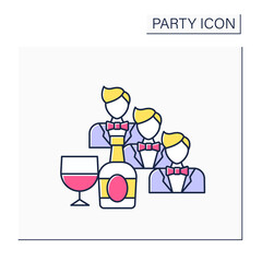 Bachelor party color icon. Party for man who is going to get married. Only male friends invited. Stag weekend, buck night. Celebration concept. Isolated vector illustration