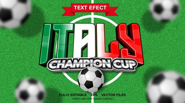 3d editable text effect italy football theme premium vector