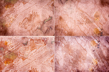 Collection of images with scratched dirty dusty copper plate texture
