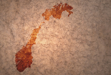 map of norway on a old vintage crack paper background