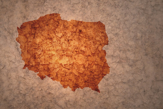 Fototapeta map of poland on a old vintage crack paper background