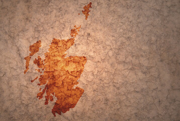 map of scotland on a old vintage crack paper background