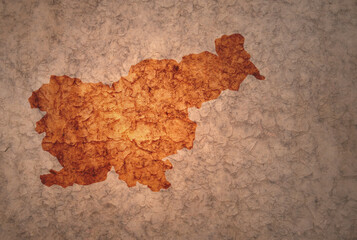 map of slovenia on a old vintage crack paper background