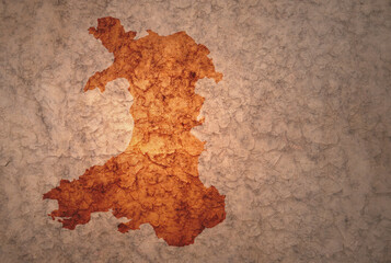 map of wales on a old vintage crack paper background