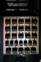 Board with many retro electrical switchers.