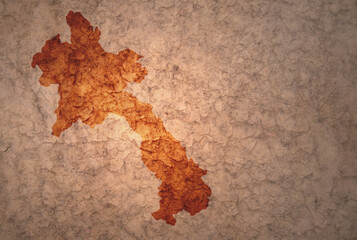 map of laos on a old vintage crack paper background