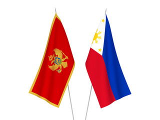 National fabric flags of Philippines and Central African Republic isolated on white background. 3d rendering illustration.