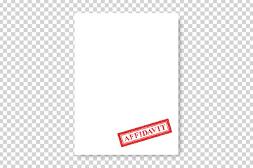 Vector realistic isolated paper document of Affidavit on the transparent background.