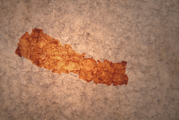 map of nepal on a old vintage crack paper background