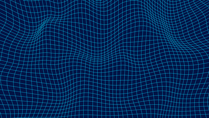 Vector curved grid. 3d perspective background. Wireframe mesh. Vector technology background.
