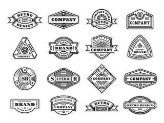 Fotobehang Vintage badges collection. Retro seal, hipster emblem collection. Quality, military graphic template, circle logo for farm or army, tidy vector set © LadadikArt
