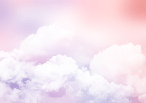 Abstract Sky Background With Sugar Cotton Pink Clouds