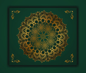 Luxury mandala background with modern gold patterned style. This design perfect for Ramadan background, Invitation card, Decorative background, print, banner, poster, cover, brochure, flyer etc.