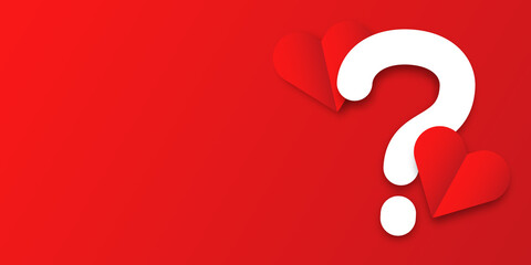 Vector realistic isolated Valentine's Quiz concept with hearts on the red background.