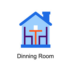 Dinning Room vector Flat Icon Design illustration. Home Improvements Symbol on White background EPS 10 File