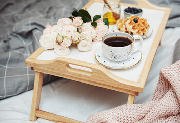 Romantic breakfast in bed