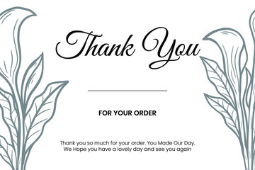 Set Thank You Card Elegant Line Art Love Shop Customer Template illustration