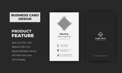 Elegant minimal black and white modern business card design template