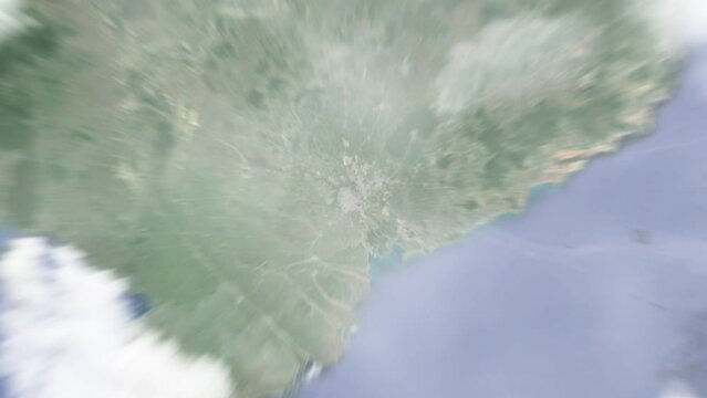 Zoom in from space and focus on Vietnam, Ho Chi Minh City. 3D Animation. Background for travel intro. Elements of this image furnished by NASA