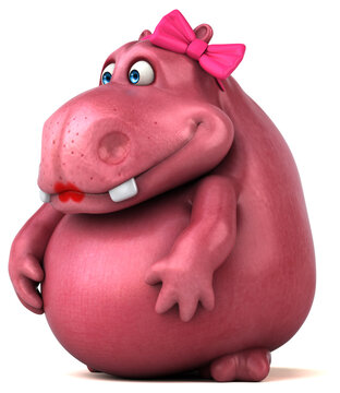 Pink Hippo - 3D Illustration