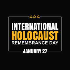International holocaust remembrance day 27 january, Yellow Star of David holocaust logo stock illustration design