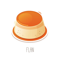 Collection of cakes, pies and desserts for all letters of alphabet. Letter F - flan. Isolated vector illustration