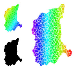 Spectrum gradiented star collage map of Lubusz Province. Vector colored map of Lubusz Province with spectral gradients.