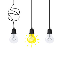 Burn out lamp animation. New idea illustration vector design