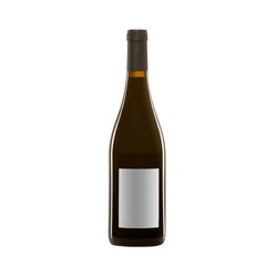 red wine bottle with blank label isolated on white background.
