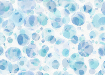Aquamarine watercolor polka dot seamless pattern