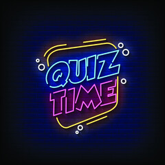 Quiz Time Neon Signs Style Text Vector