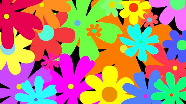 Many colorful flowers popping in and out to fill the screen for a nice summer floral background