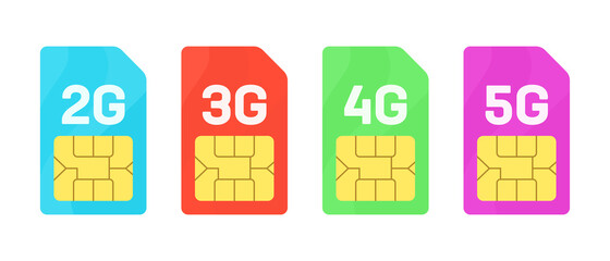 Sim Card icon - vector illustration . sim, card, 3g, 4g, 5g, network, connection, communication, chip, mobile, phone, flat, icons .