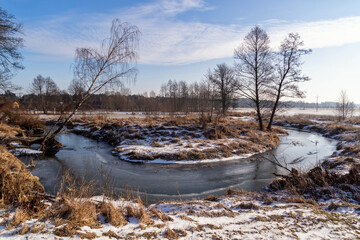 Zima w Dolinie Górnej Narwi, Podlasie, Polska