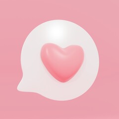 3Dレンダリング）吹き出しにハートマーク　SNS　お気に入り　吹き出し　好き　ピンク　正方形バナー