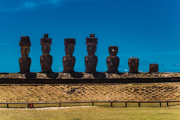 Ahu Nau Nau at Anakena Beach on Easter Island