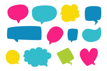 Speech Bubbles. Hand Drawn Coloring Vector. Chat cloud online used for sticker, flyer, poster information. Talking cloud icons