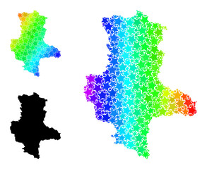 Spectral gradient star mosaic map of Saxony-Anhalt State. Vector colorful map of Saxony-Anhalt State with spectral gradients.