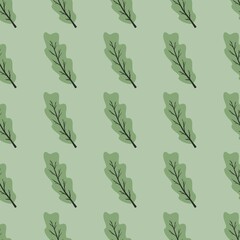 simple cute floral pattern - beautiful leaves of a plant on a light green  background