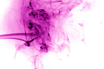 Purple smoke on white background.