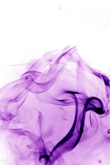 Purple smoke on white background.