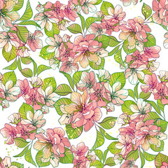 Seamless pattern cherry flowers