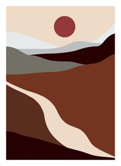 Obraz premium Abstract mountain landscape. Modern minimalist contemporary hand drawn boho nature scenery posters. Vector illustration