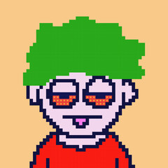 male character bored with pixel style