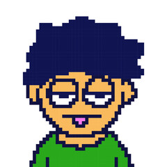 male character bored with pixel style