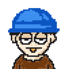 male character bored with pixel style
