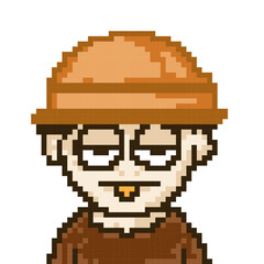male character bored with pixel style