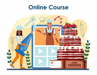 Confectioner online service or platform. Professional confectioner chef