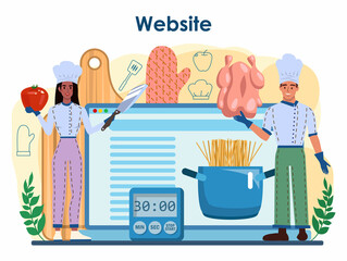 Chef online service or platform. Culinary specialist making