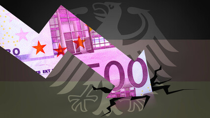 Euro Graph stürzt ab, mit Bundesadler im Hintergrund